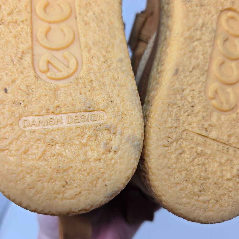 Ecco boys 12.5 kids Crepetray tan brown leather hook and loop booties lined - Picture 5 of 13